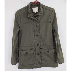 Lucky Brand women sz S Utility Jacket army green buttons stretchy 2862